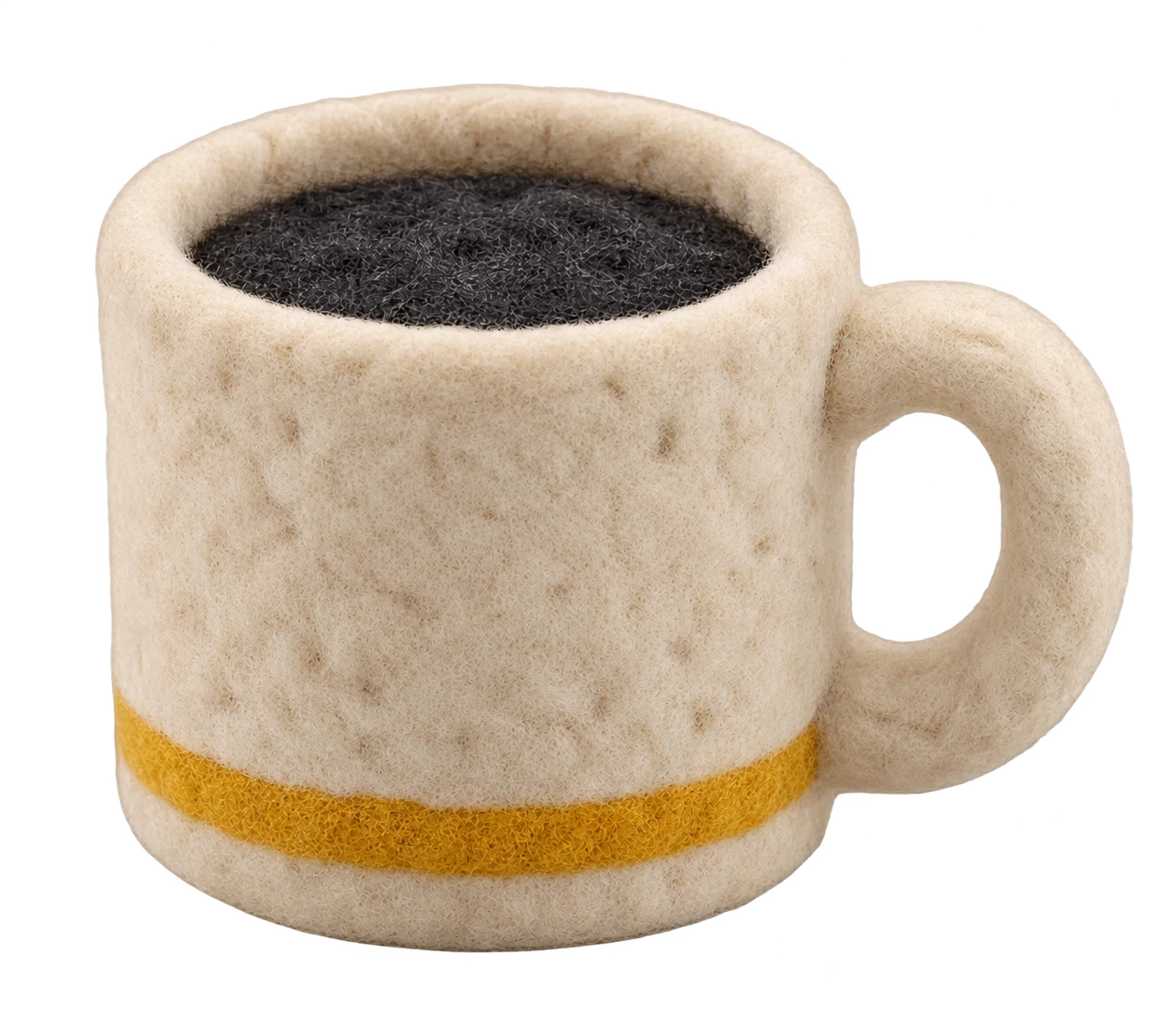A hand-felted coffee mug