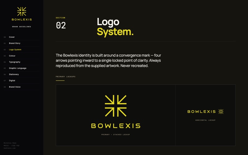 The logo section of the Bowlexis brand guide