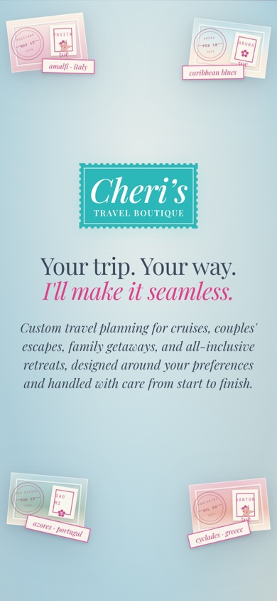 The Cheri’s Travel Boutique homepage on a phone